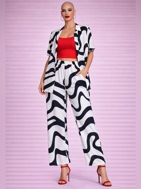 Black & White Abstract Print 2 Piece Set XL